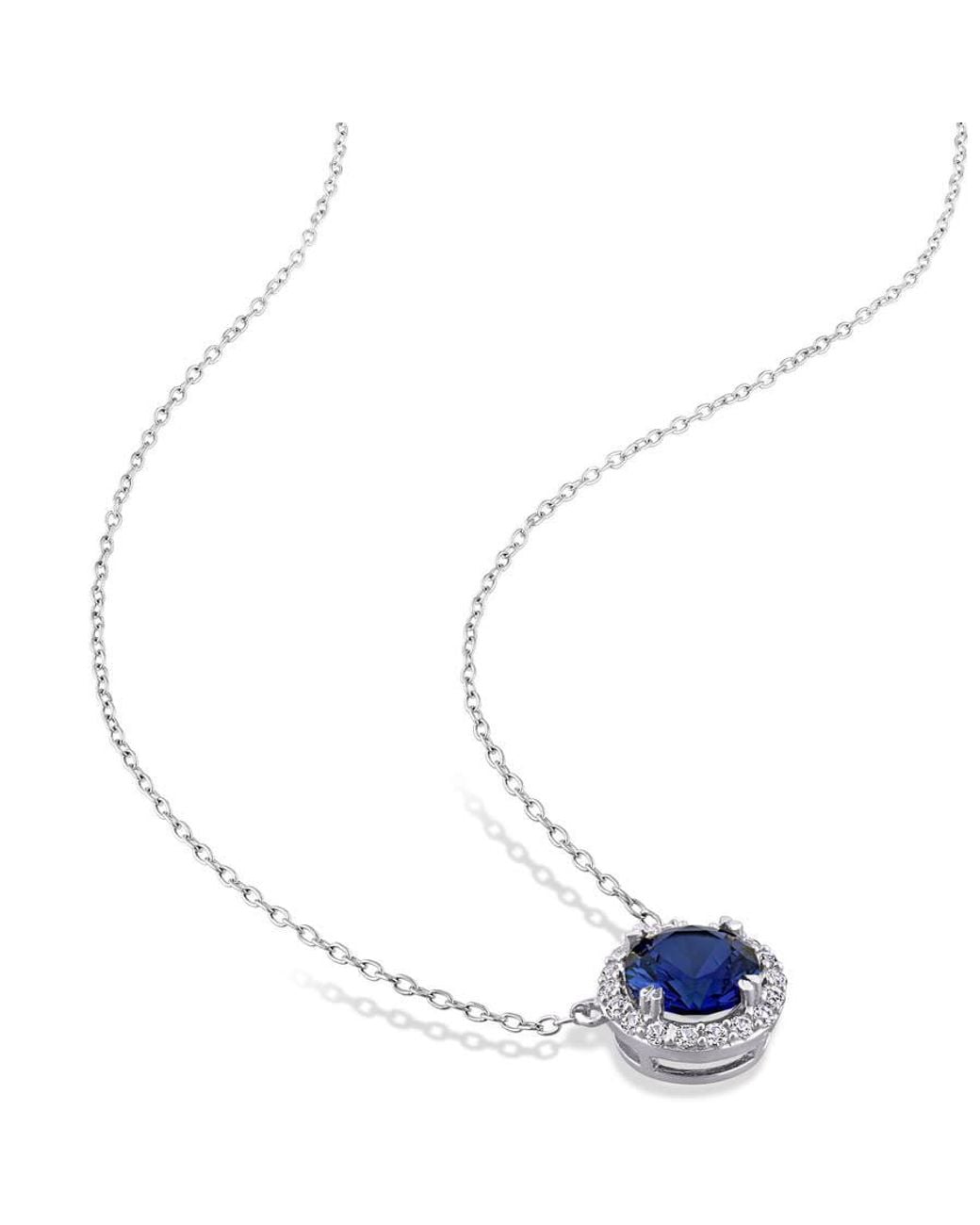 Amour Blue 2 3/4 Ct Tgw Created Sapphire Created Sapphire Circular Pendant With Chain for men