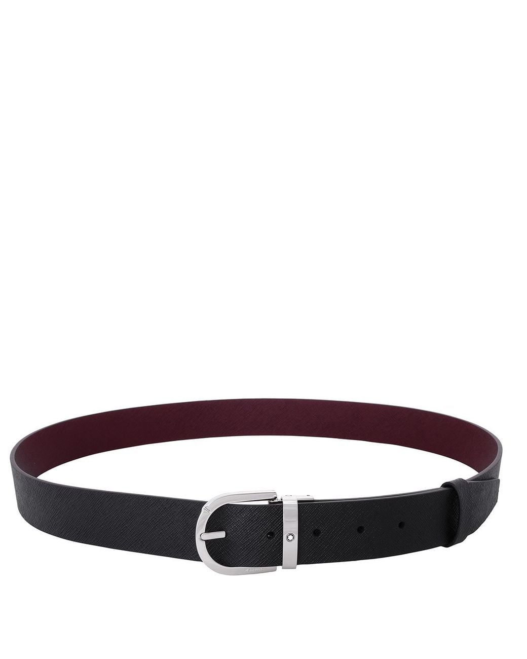 Montblanc Black Horseshoe Buckle 35 Reversible Leather Belt for men
