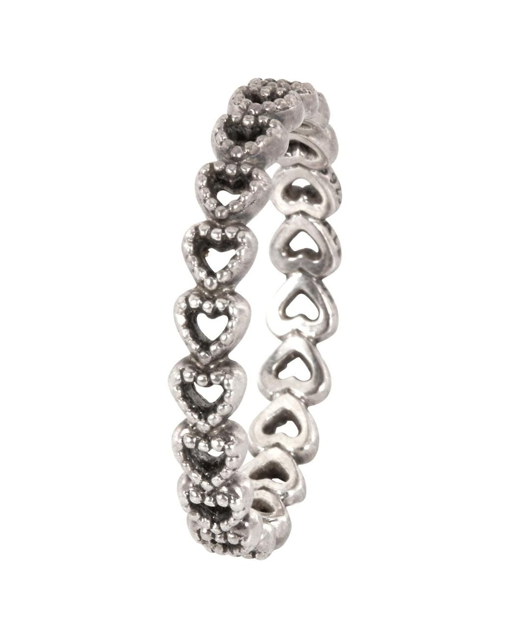 Pandora Metallic Sterling Band Of Hearts Ring, (Us 6) for men