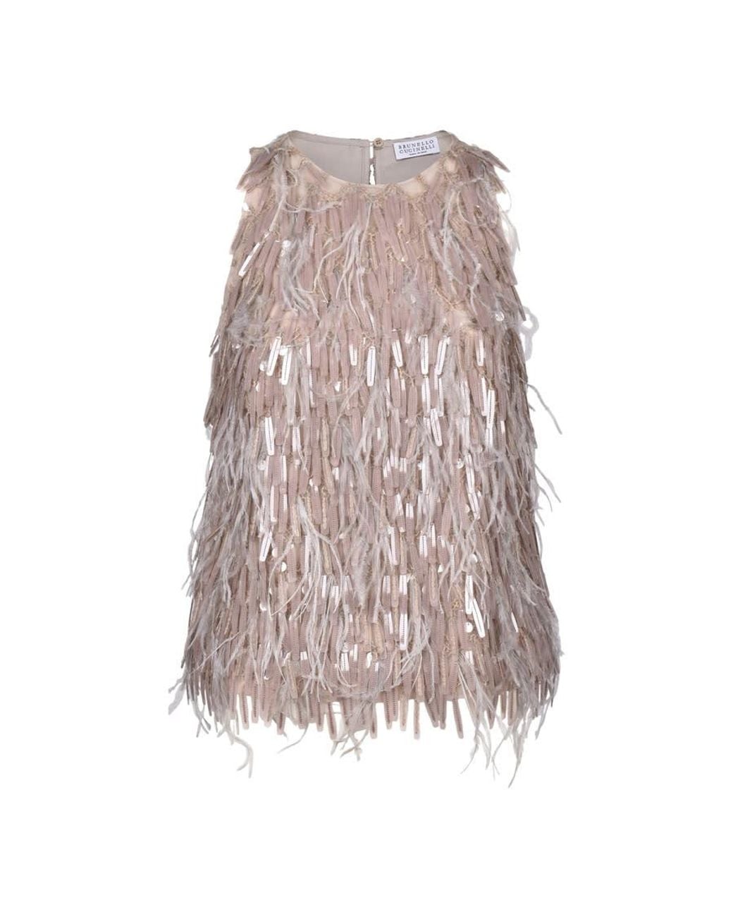 Brunello Cucinelli Multicolor Sand Silk Sleeveless Sequin Top for men