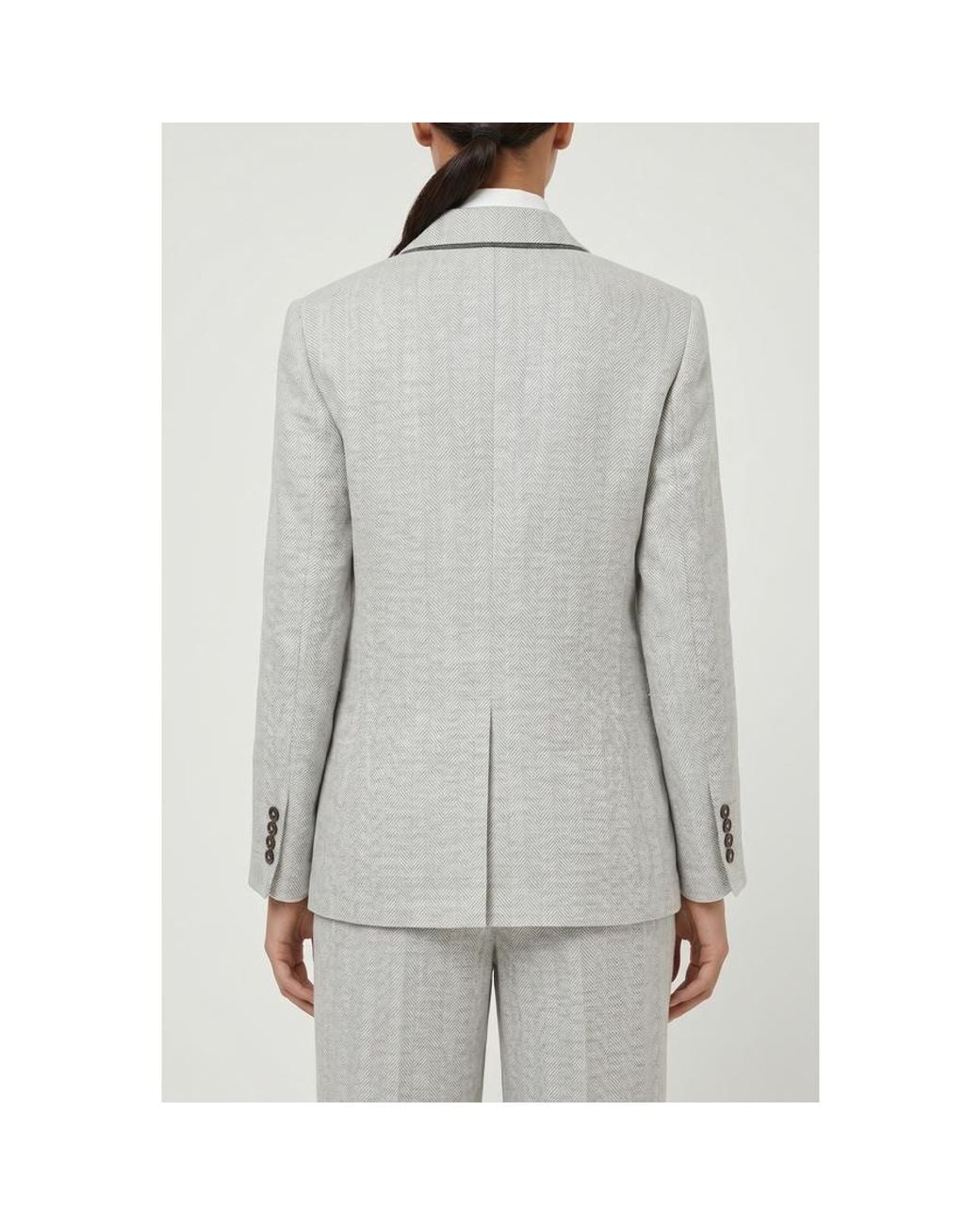 Brunello Cucinelli Gray Light Linen Blazer, Brand Size 42 (Us for men