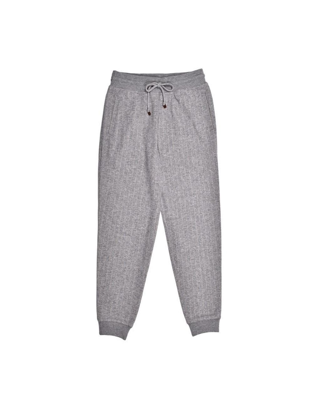 Brunello Cucinelli Gray Pearl Cashmere Blend Trousers, Size Small for men