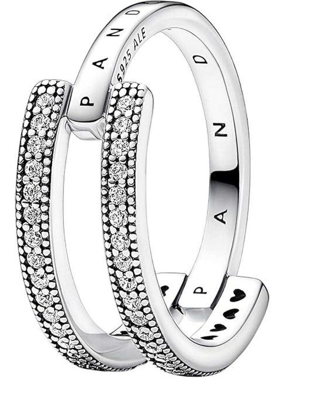 Pandora Metallic Pave Double Band Sterling Ring for men