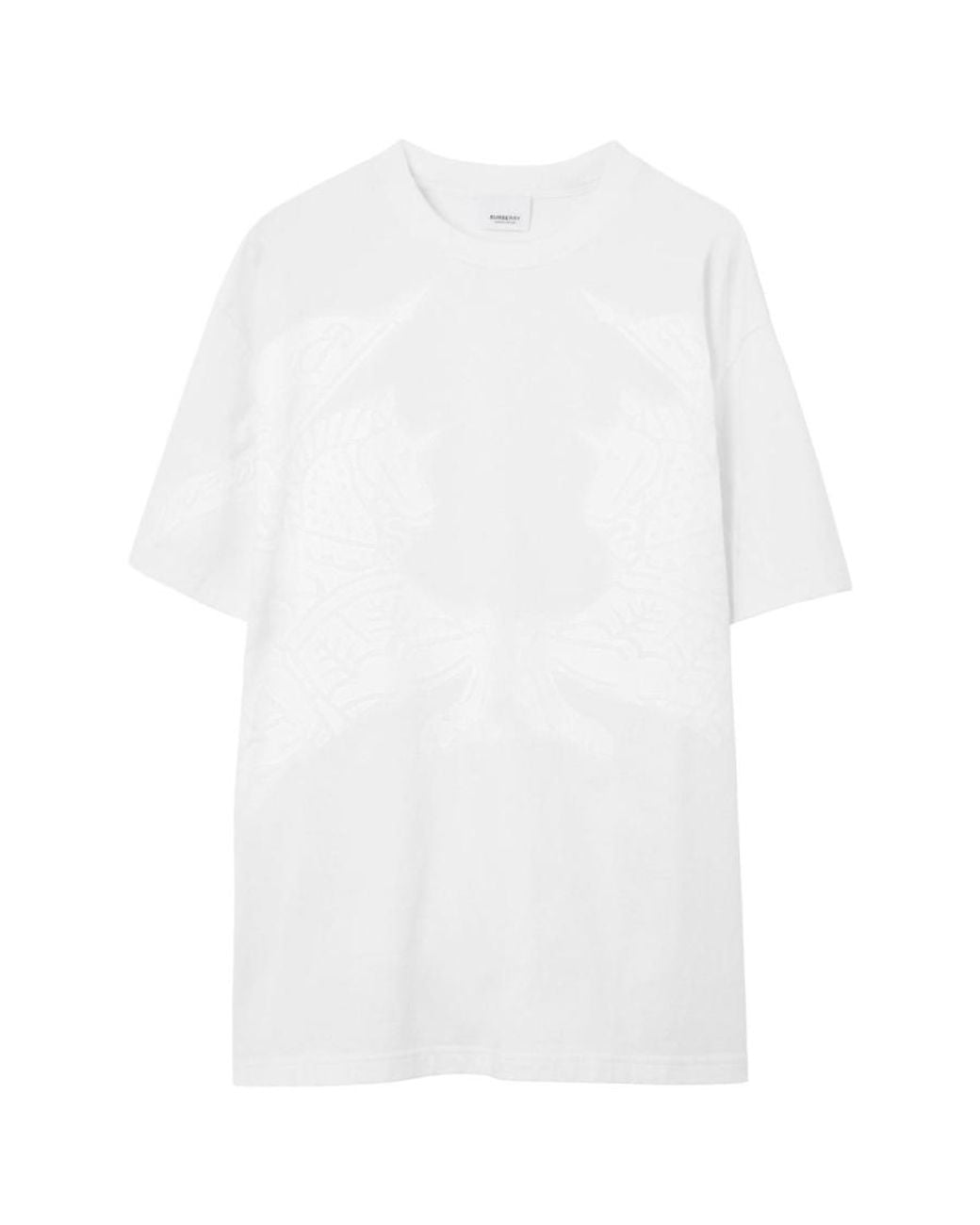 Burberry White Ekd Print Cotton T-Shirt for men
