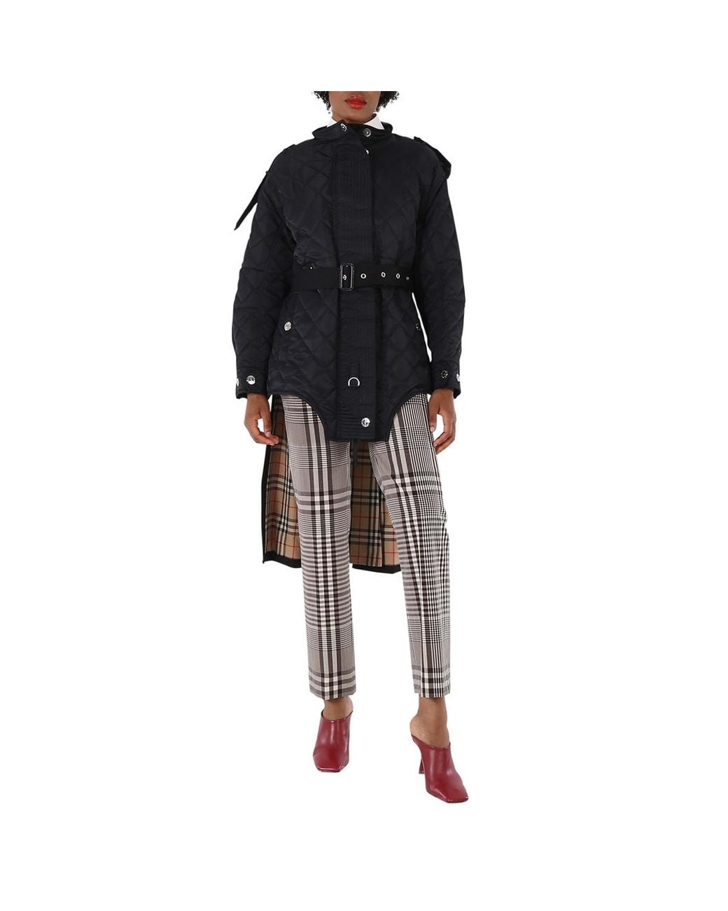 Burberry Black Quilted Nylon And Cotton Coat With Detachable Hood for men