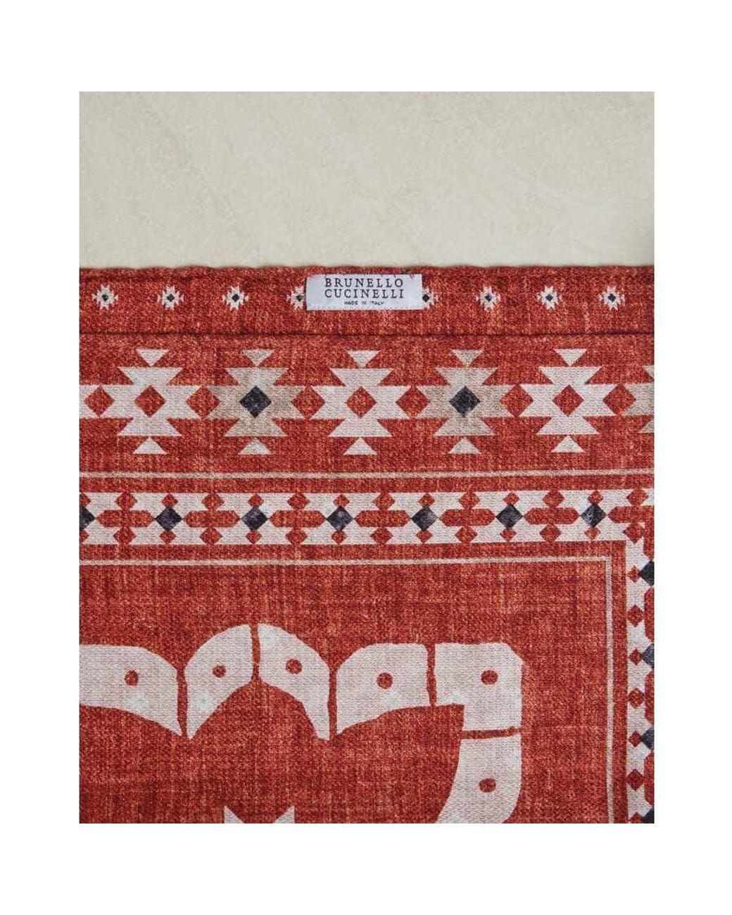 Brunello Cucinelli Red Silk Pocket Square for men