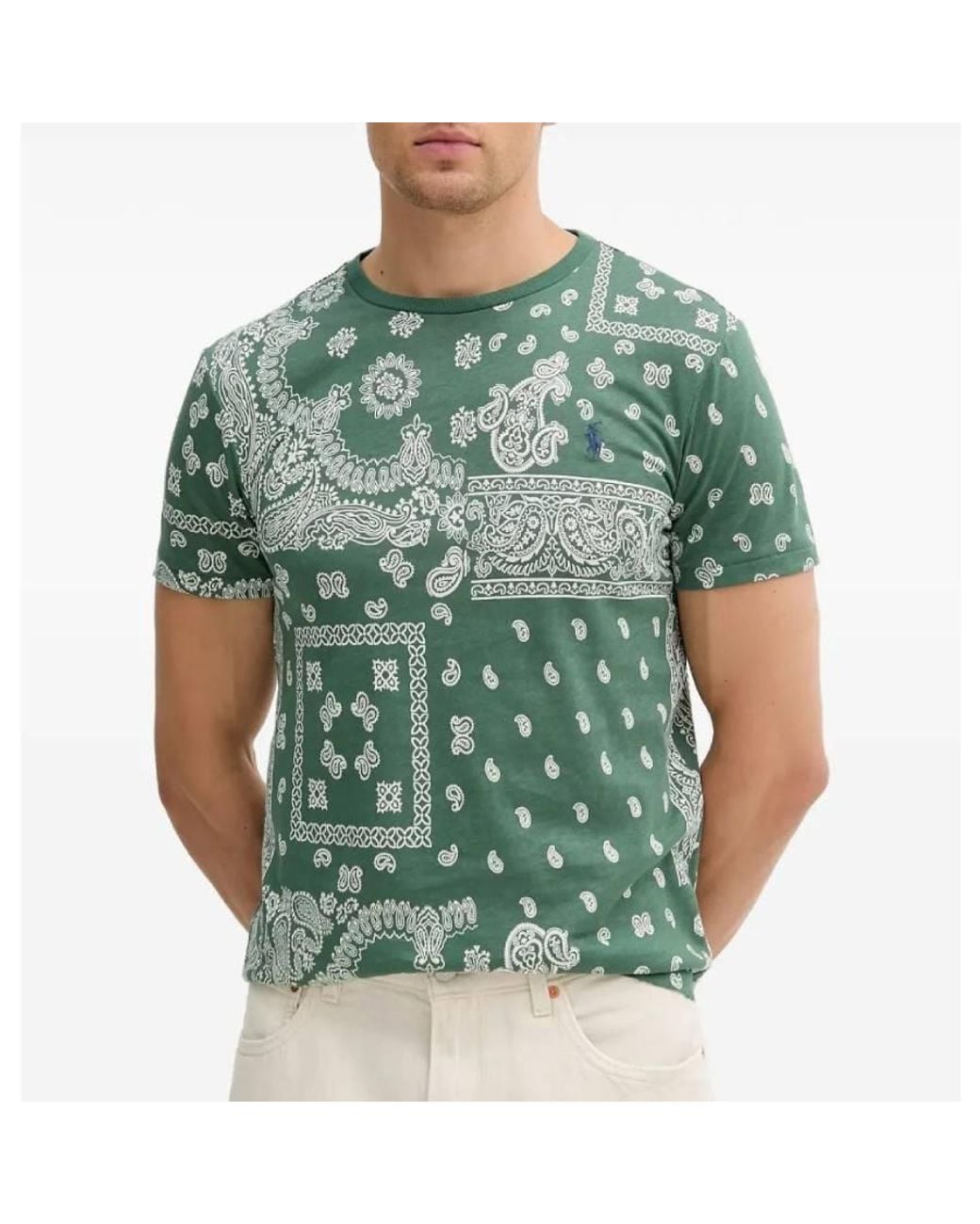 Polo Ralph Lauren Green Bandanna Cotton Jersey T-Shirt for men