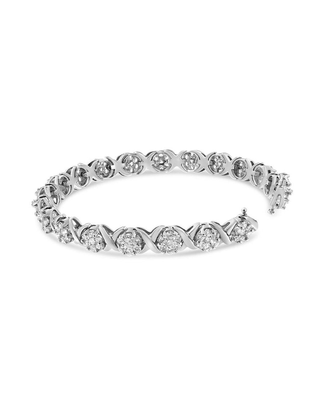 Haus of Brilliance Metallic 14K 6-1/3 Cttw Round Brilliant-Cut Diamond Round Cluster & X-Linktennis Bracelet for men
