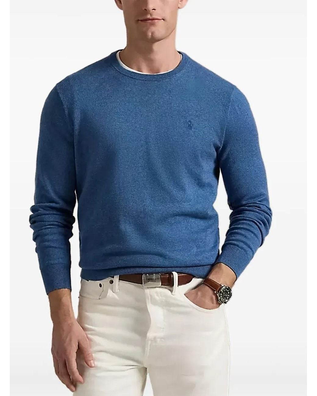 Polo Ralph Lauren Blue Cotton Cashmere Crewneck Jumper for men
