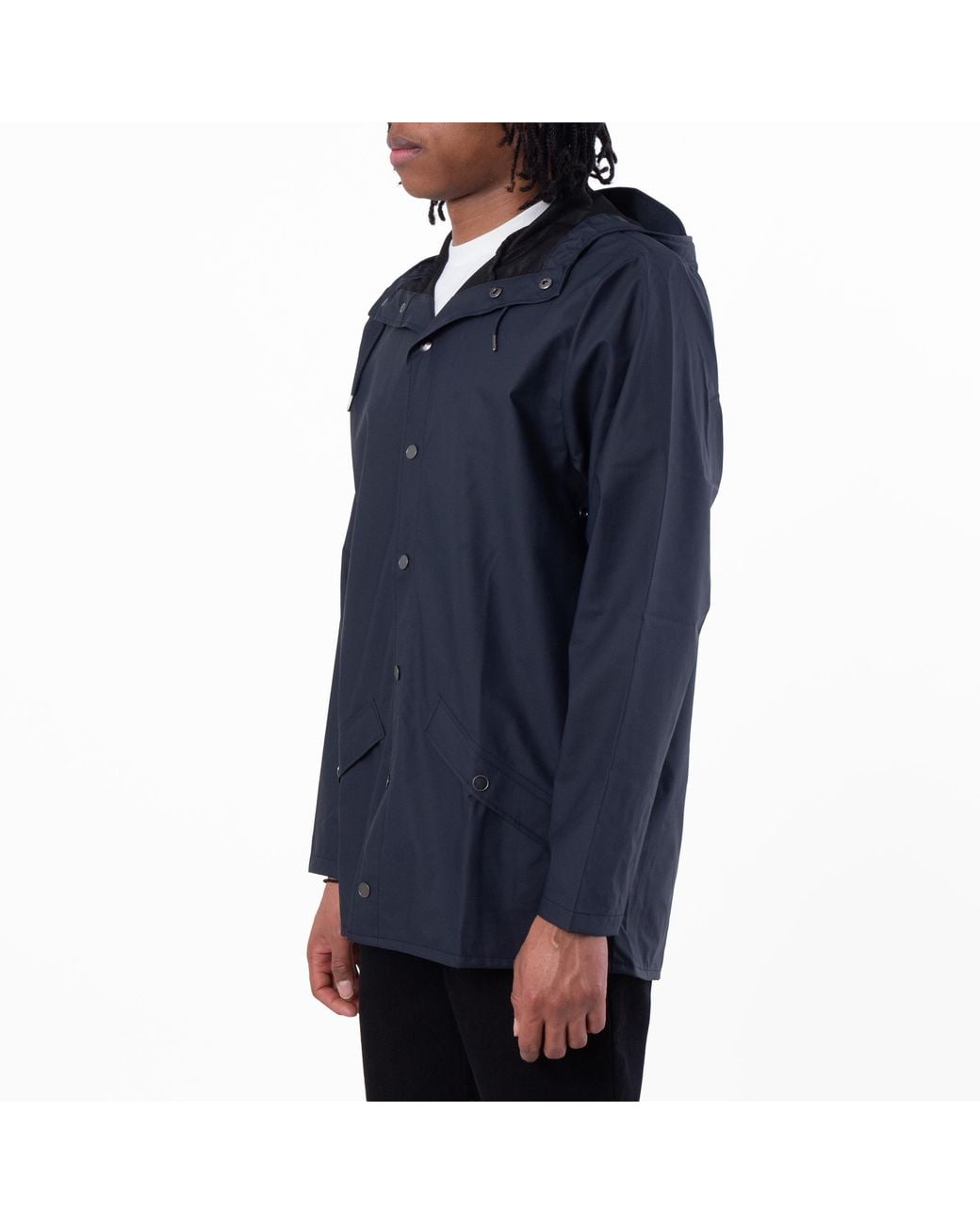 Rains Blue Waterproof Hooded Rain Jacket for men