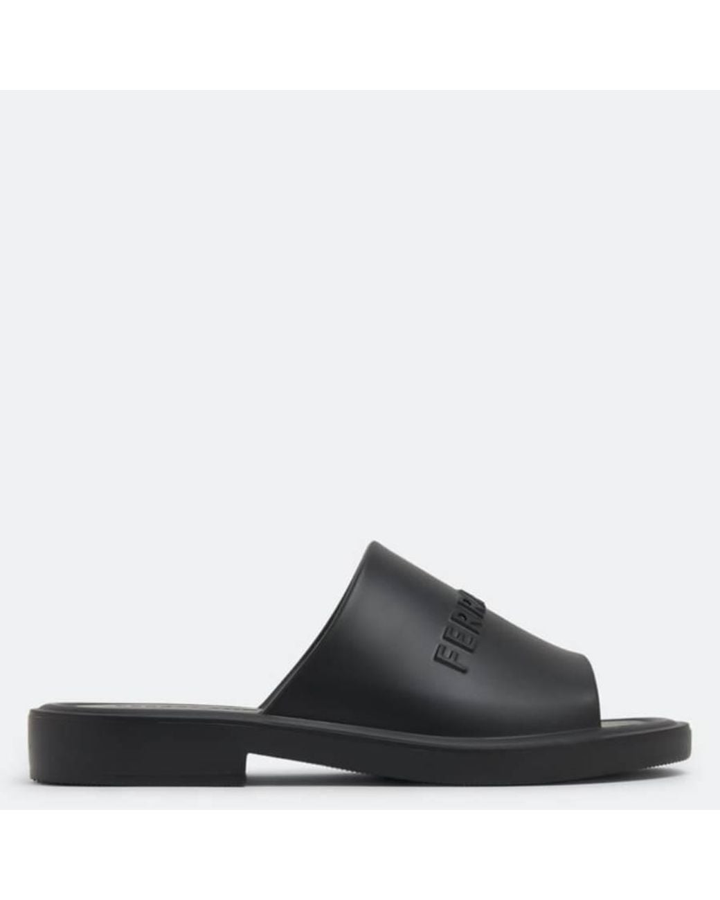 Ferragamo Black Giuneva Logo Embossed Slides