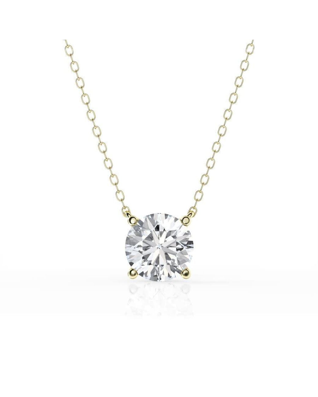 Brilliant Diamond Metallic 2 Carat Round Lab Grown Solitaire Diamond Pendant Necklace for men