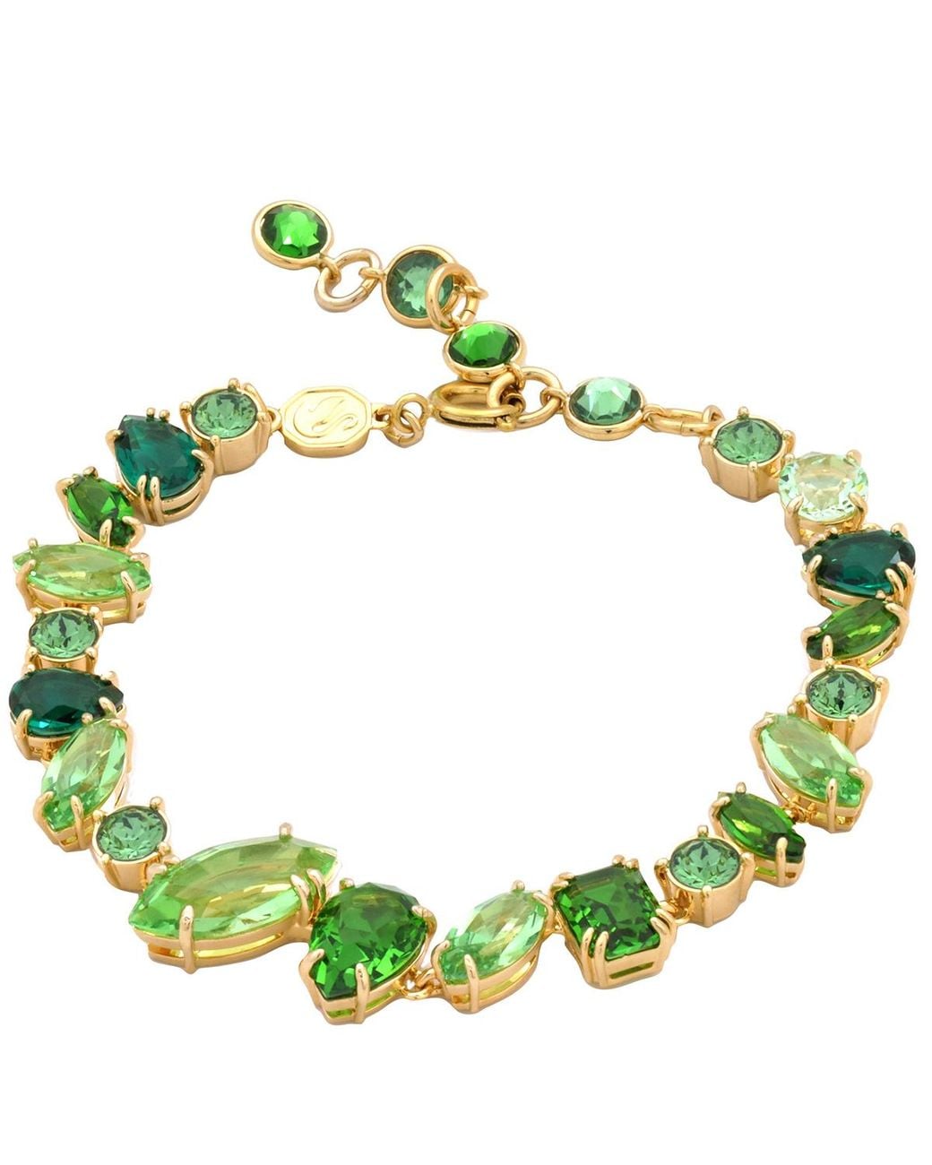 Swarovski Green Gema Mixed Cuts Crystal Bracelet, Size Medium for men