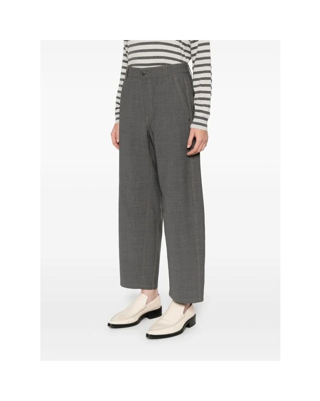 Brunello Cucinelli Gray Medium Wool Cropped Trousers, Brand Size 42 (Us for men