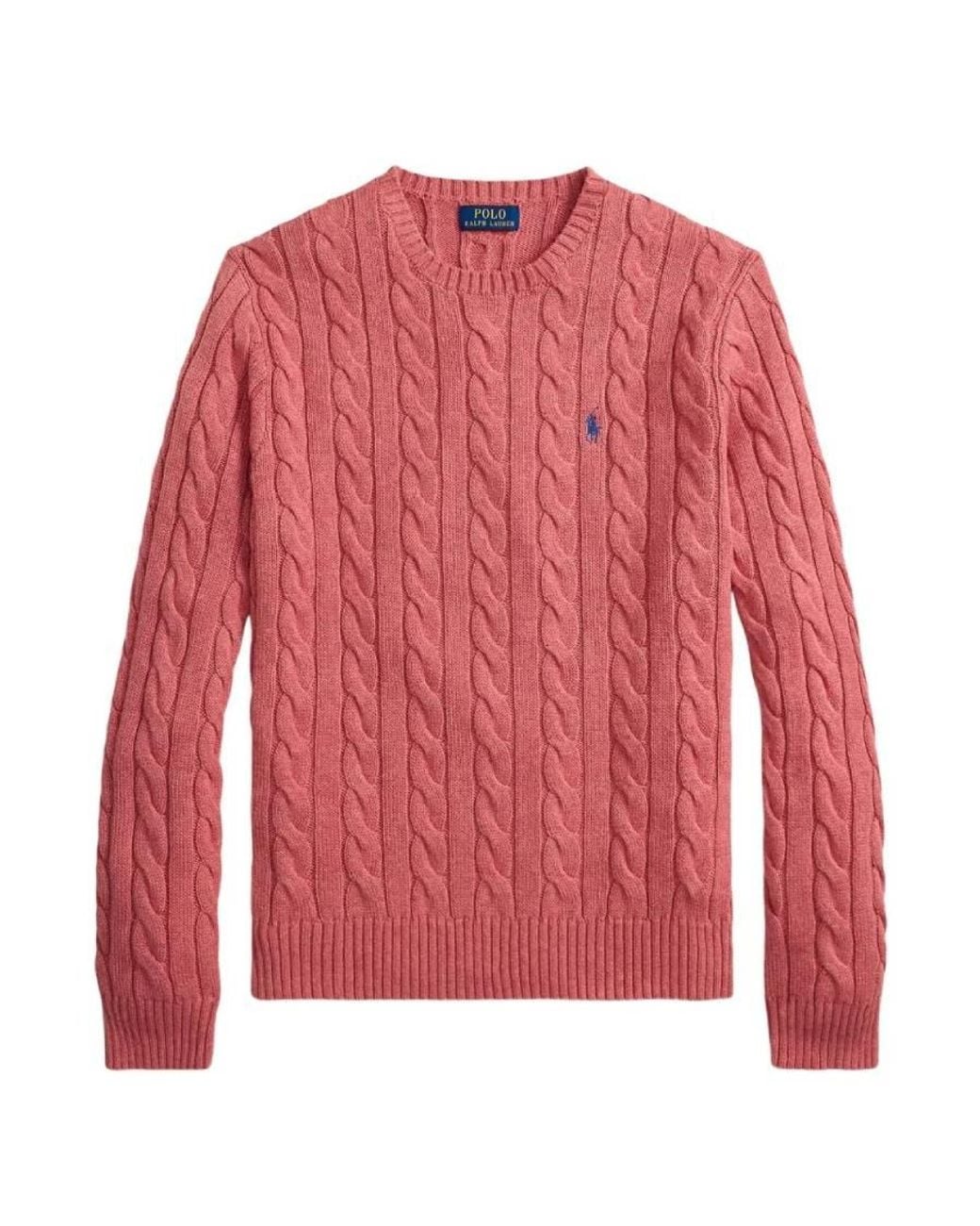 Polo Ralph Lauren Red Cotton Cable Crew Knit Sweater for men