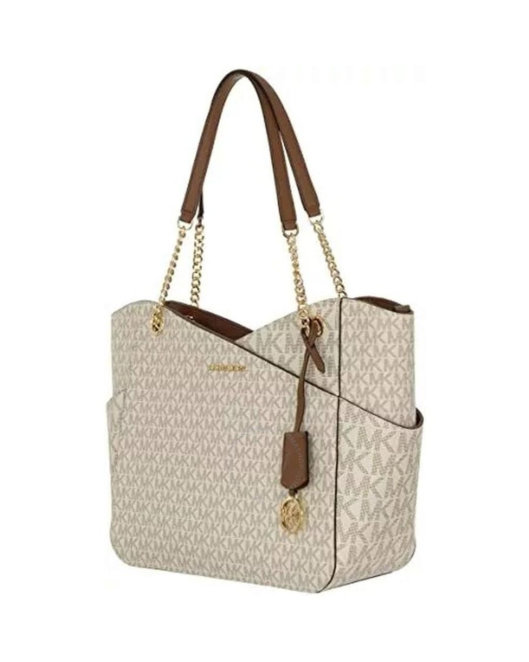 Michael Kors Signature Logo Canvas Jet Set Large Tote Bag in Gray Lyst