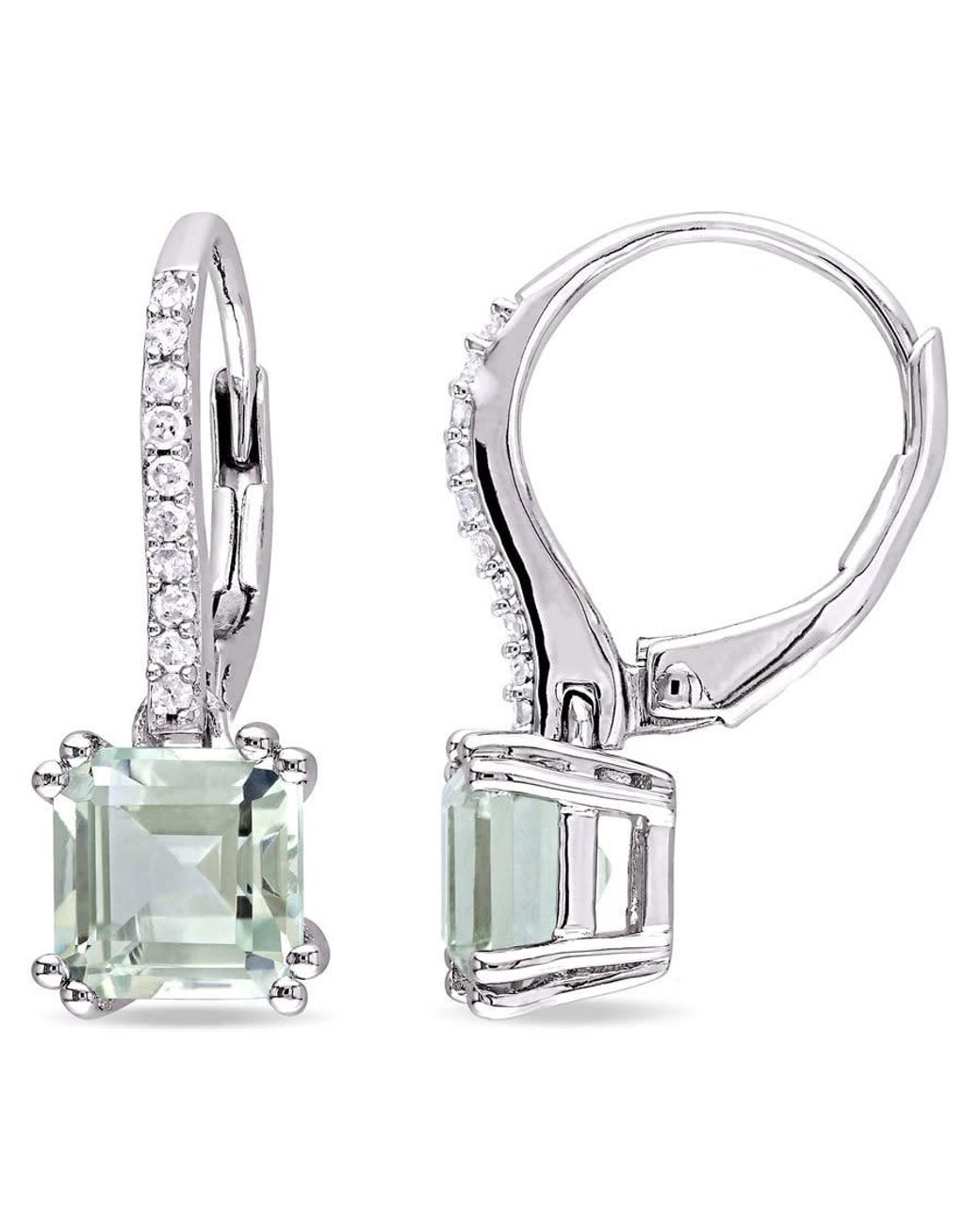 Amour Metallic 2 1/3Ct Tgw Quartz And 1/10Ct Tdw Diamond Leverback Earrings for men