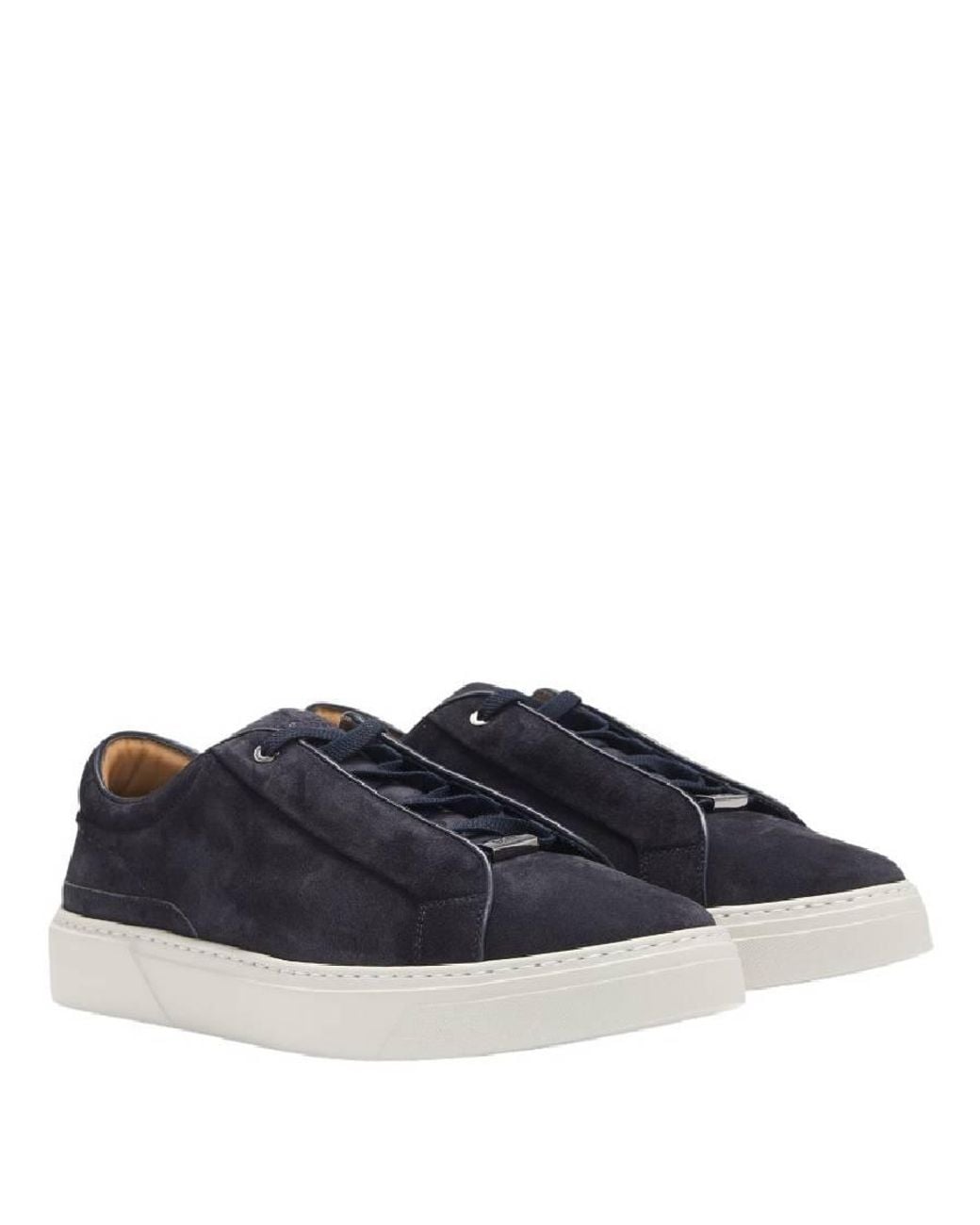 Boss Blue Low Top Leather Sneaker, Brand Size 40 Us for men