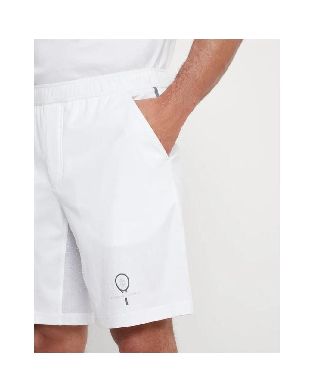 Brunello Cucinelli White Tailored Athletic Shorts, Size Small for men