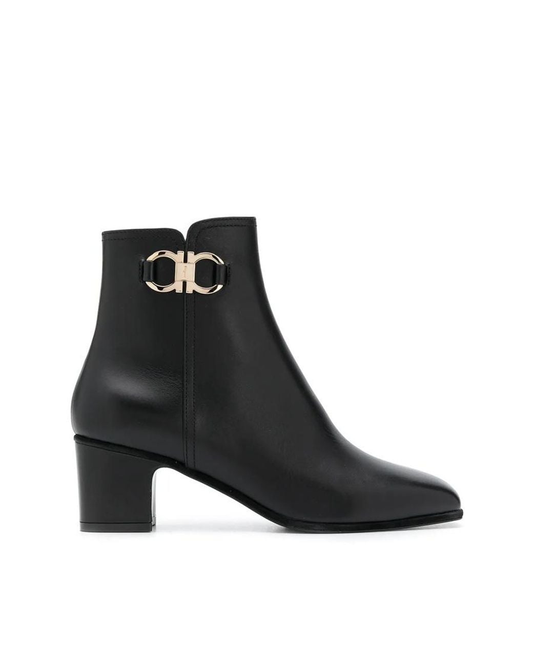 Ferragamo Black Salvatore Gancini Leather Bootie