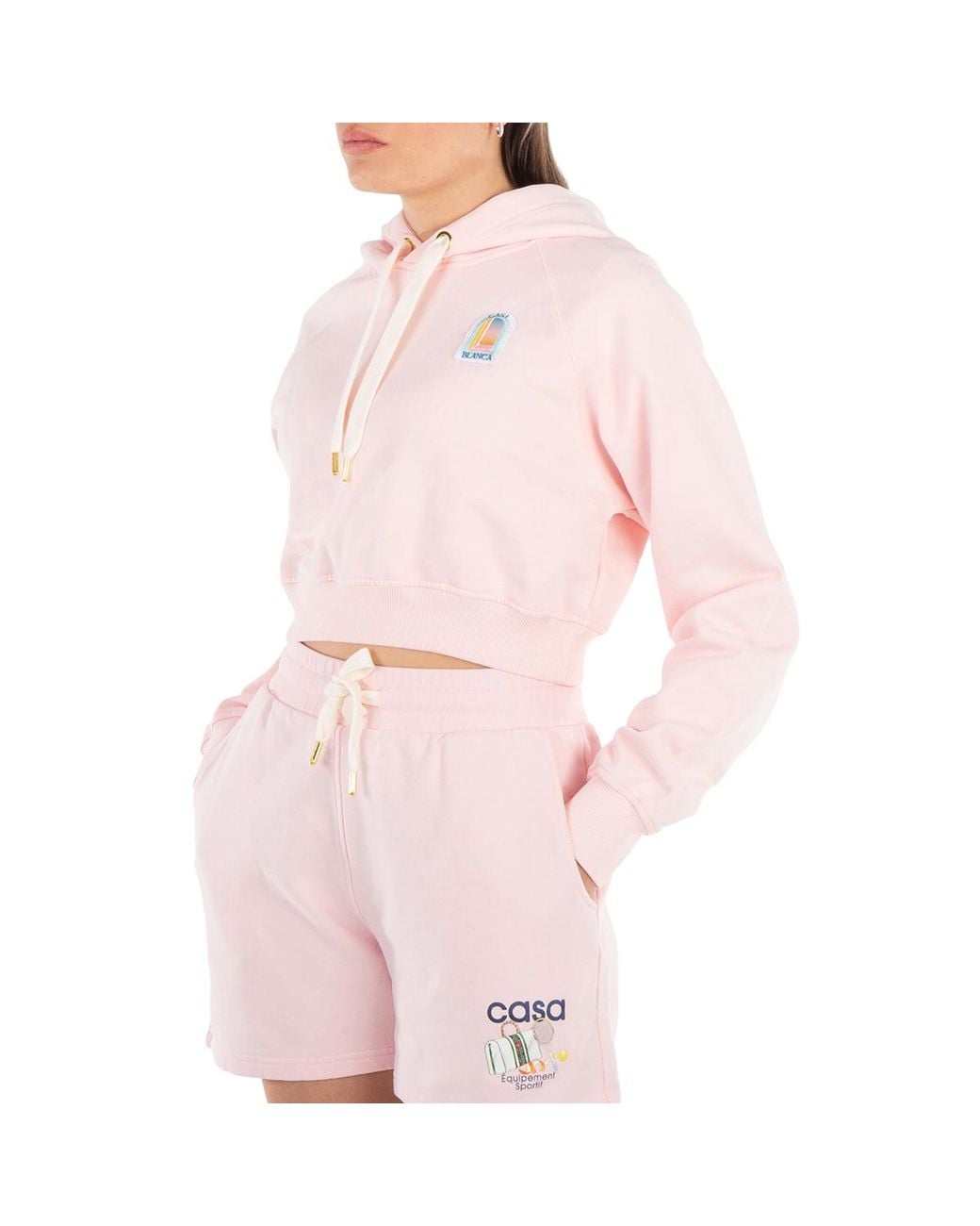 Casablanca Pink Ladies Logo Patch Cropped Sweatshirt for men