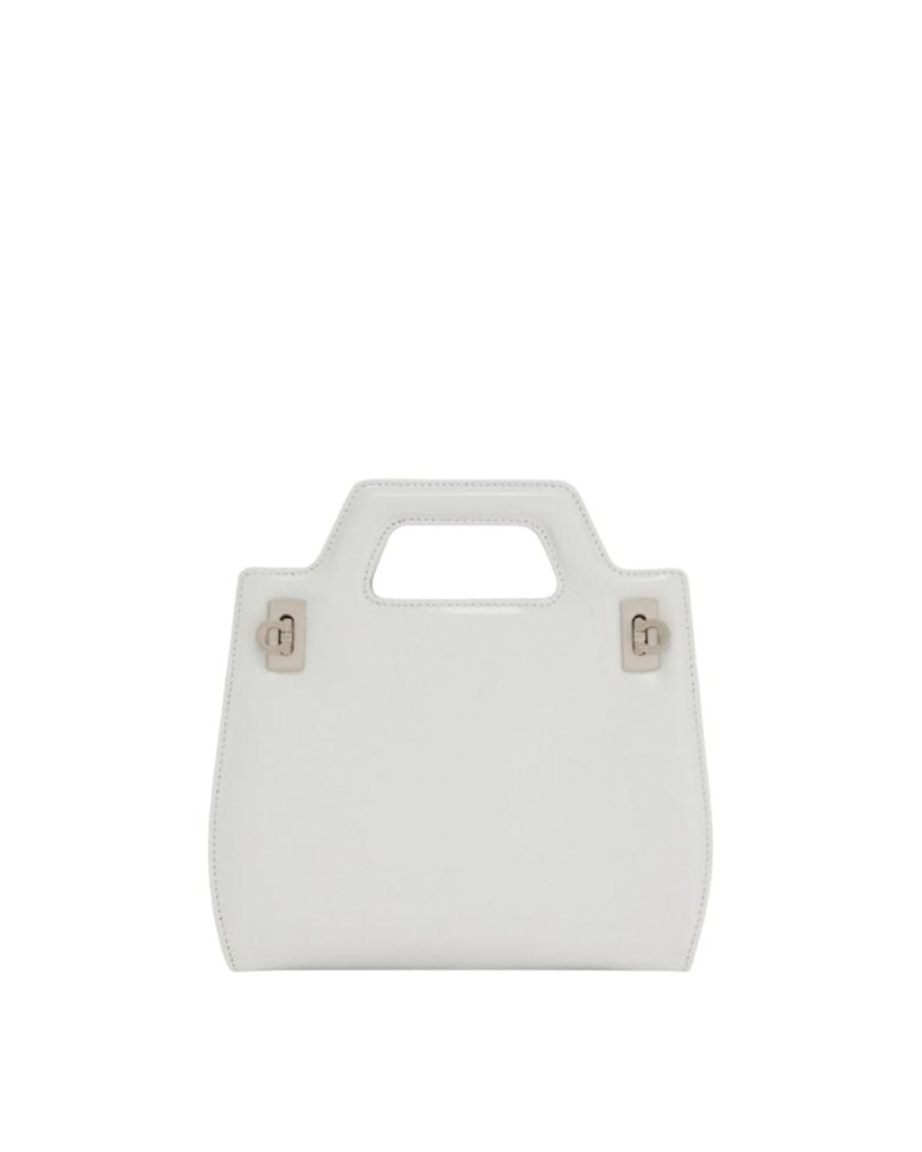 Ferragamo White Mini Wanda Top Handle Leather Hand Bag