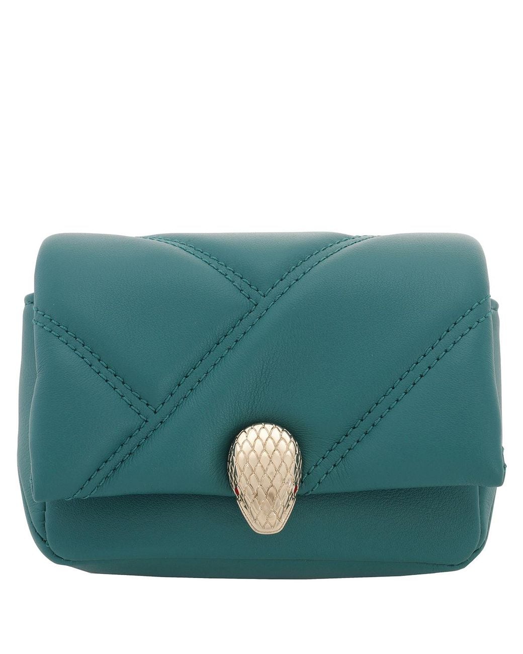 BVLGARI Green Serpenti Cabochon Micro Leather Bag
