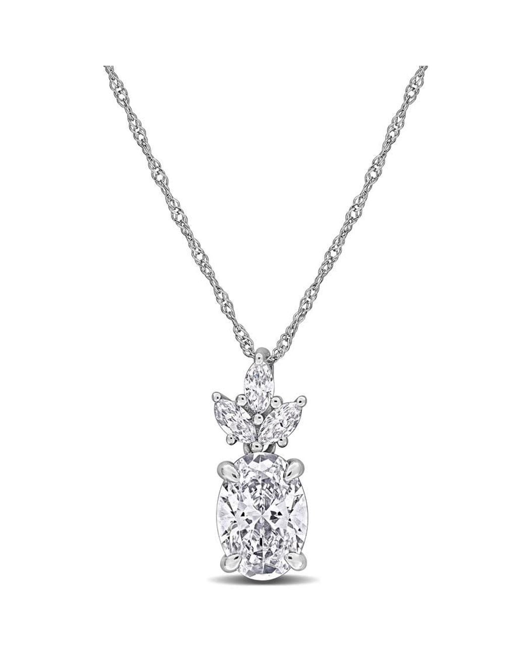 Created Forever Metallic 1 2/5Ct Tw Oval And Marquise-Cut Cut Lab-Grown Diamond Pendant With Chain for men