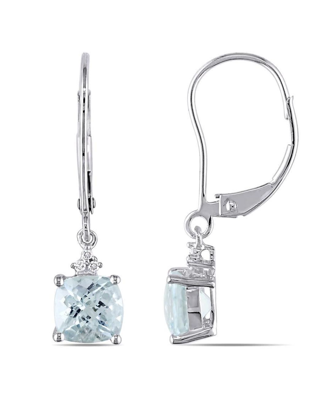 Amour Blue Aquamarine Leverback Earrings With Diamonds for men