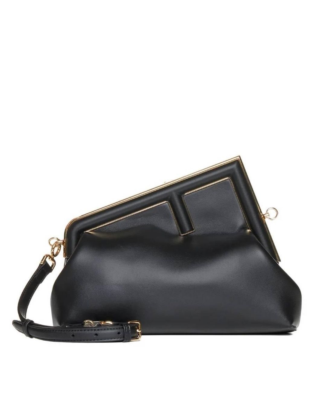 Fendi Black First Midi Nappa Leather Clutch