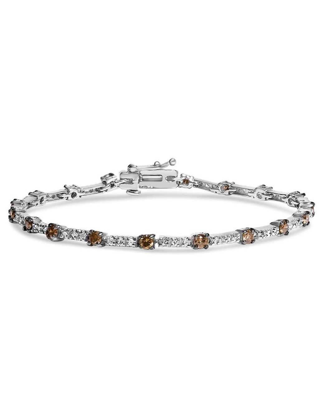 Haus of Brilliance Metallic 14K 2 1/4 Cttw Champagne Diamond Bar Link 7" Bracelet (Champagne Color, I1-I2 Clarity) for men