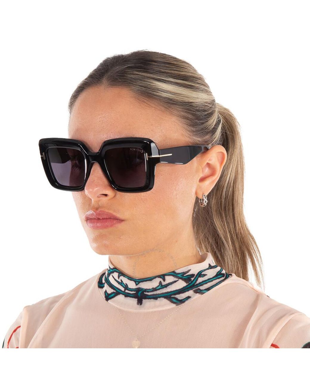 Tom Ford Esme Smoke Square Sunglasses Ft1157 01a 50 in Black