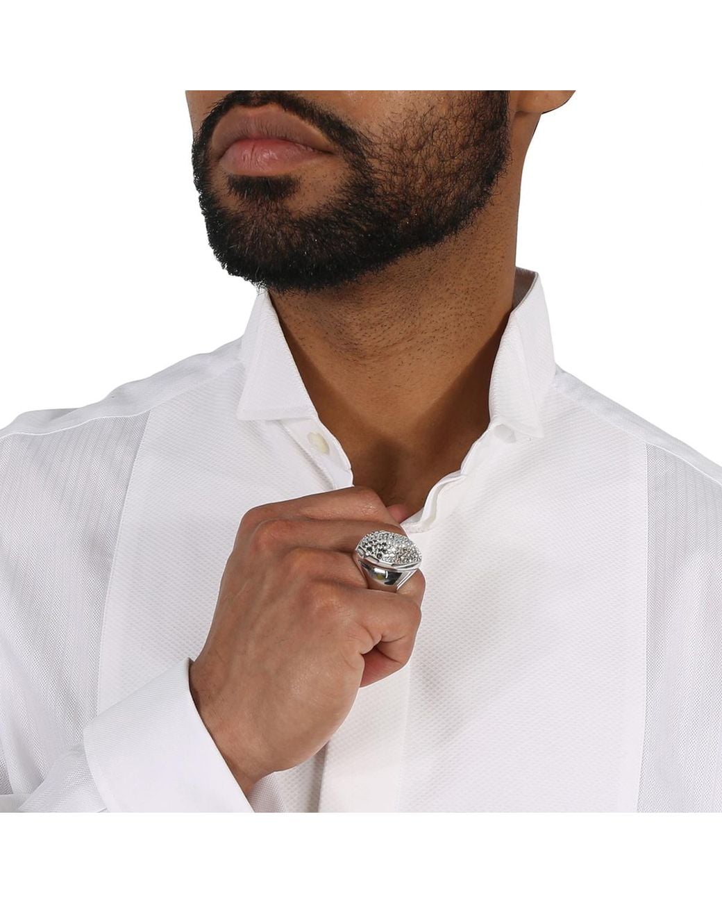 Swarovski Gray Open Box Rhodium Plated Kinshasa Ring, Size 55