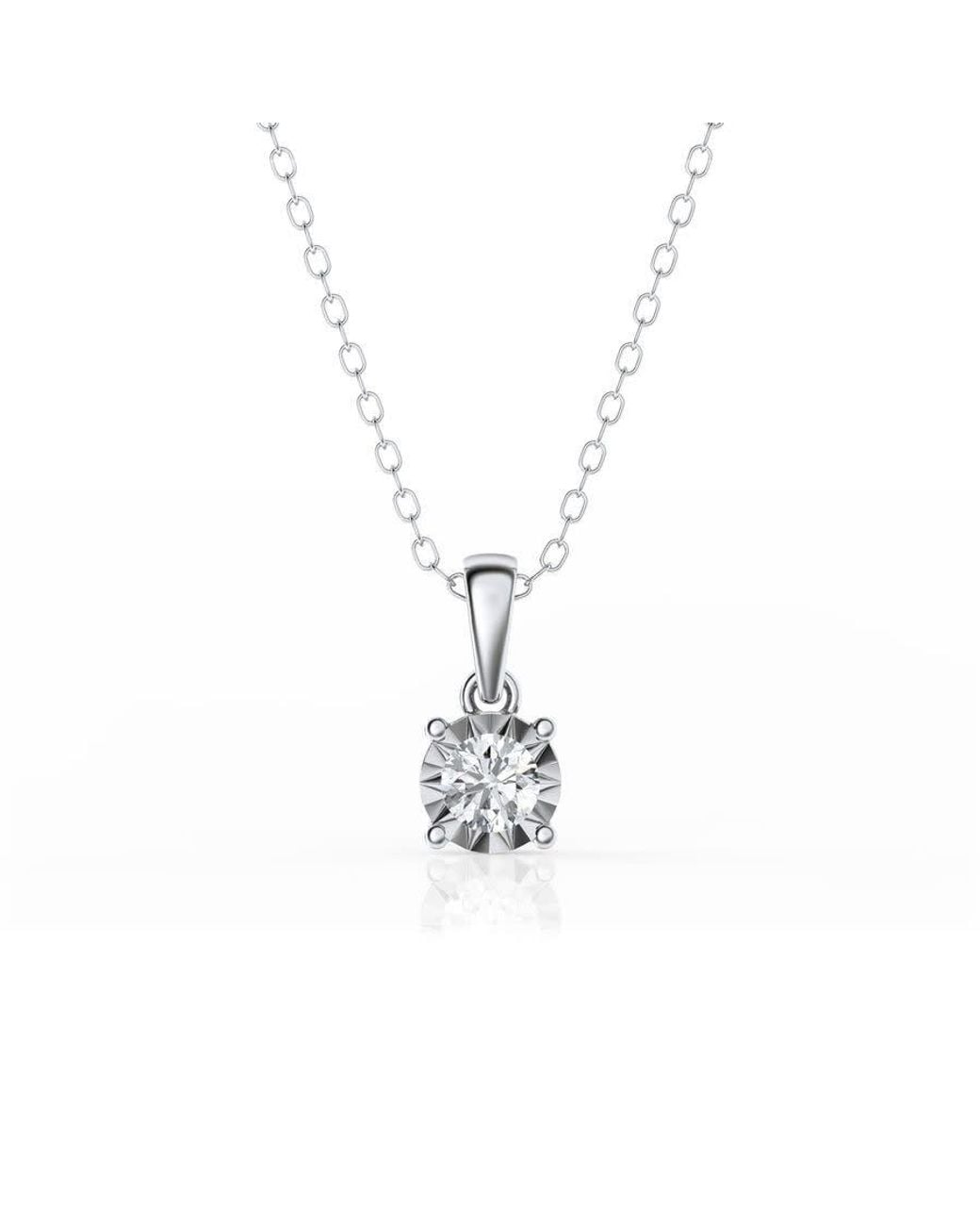 Brilliant Diamond Metallic 1/4 Carat Solitaire Lab Grown Diamond Pendant Necklace For for men