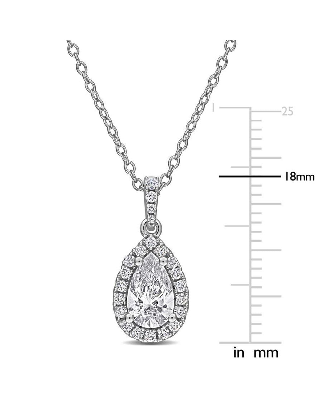 Created Forever Metallic 1Ct Tgw Pear-Shaped And Round-Cut Lab Grown Diamond Halo Pendant With Chain for men