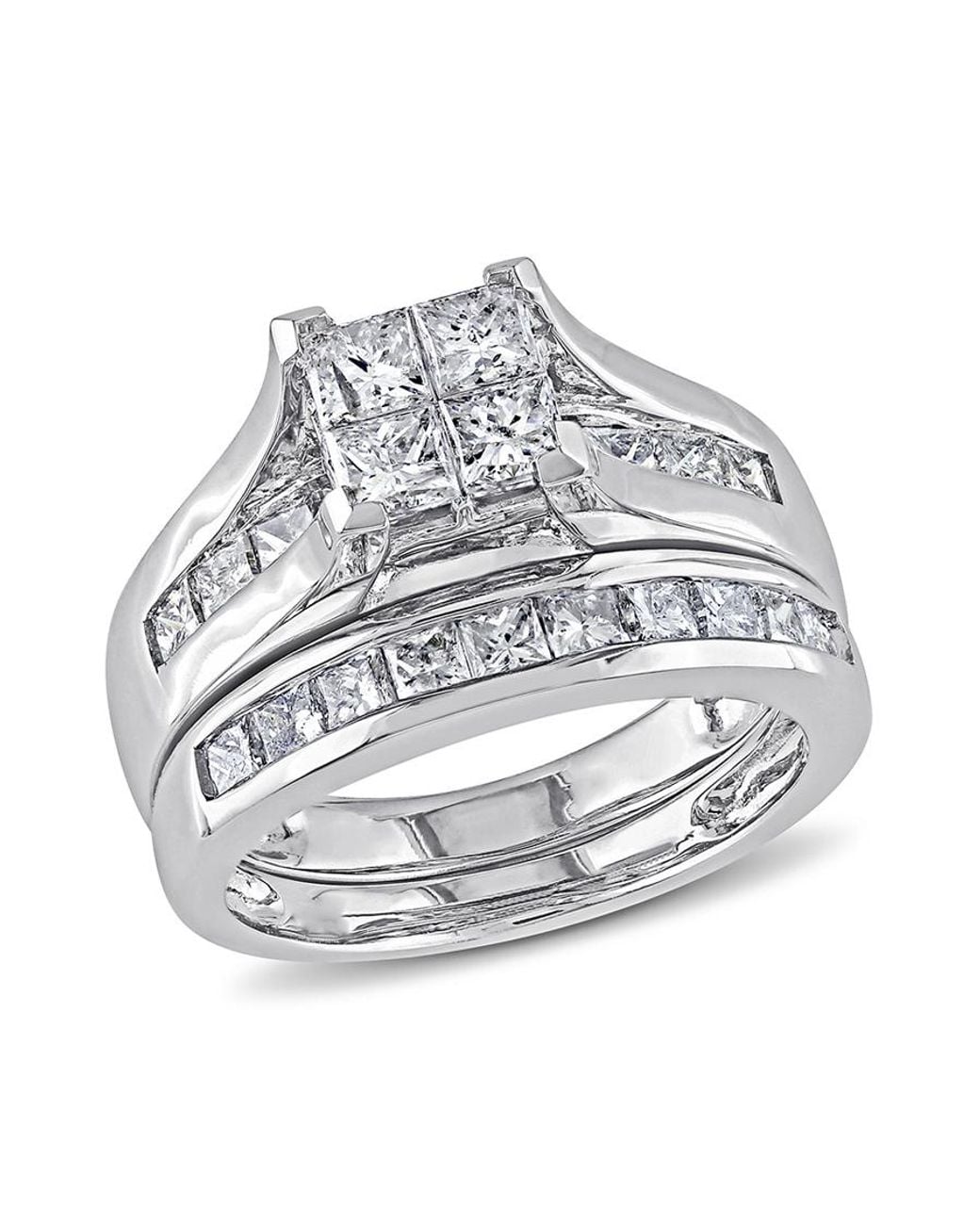 Amour Metallic 2 Ct Tw Channel Set Princess Cut Diamond Bridal Set for men