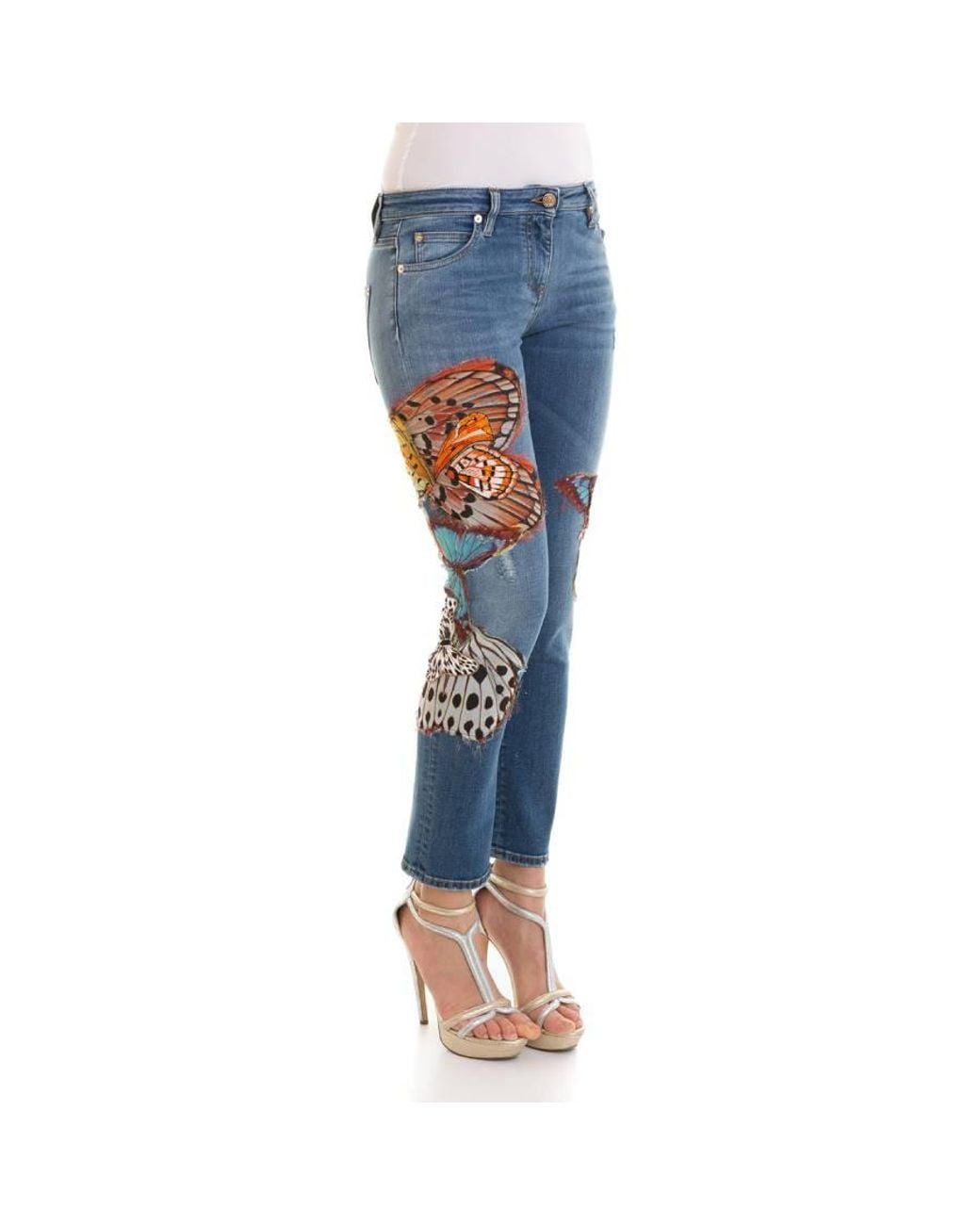 Roberto Cavalli Blue Butterfly Patch Denim Jeans, Brand Size 42 Us for men