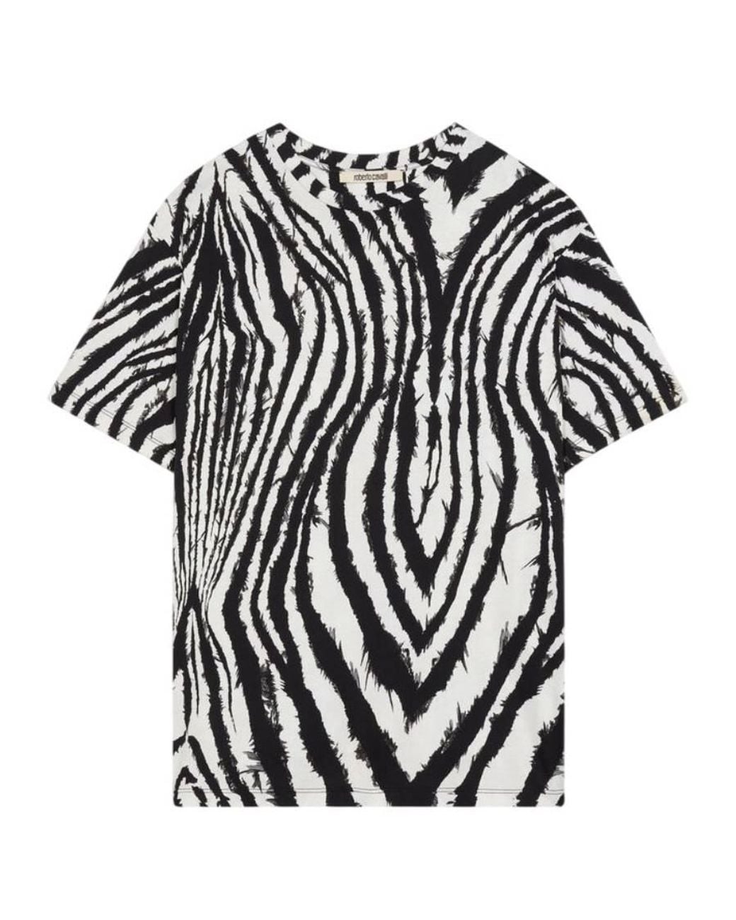 Roberto Cavalli Black Freedom Print Cotton T-Shirt for men