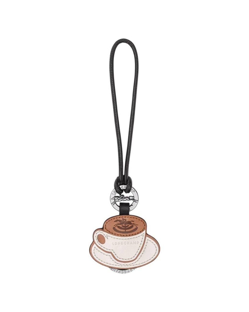 Longchamp Metallic Coffee Leather Key Ring for men