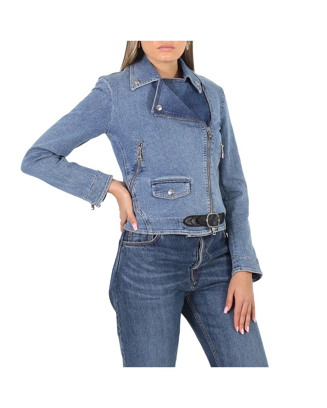 Roberto Cavalli Blue Ladies Cotton Denim Lucky Symbols Jacket, Brand Size 38 (Us for men