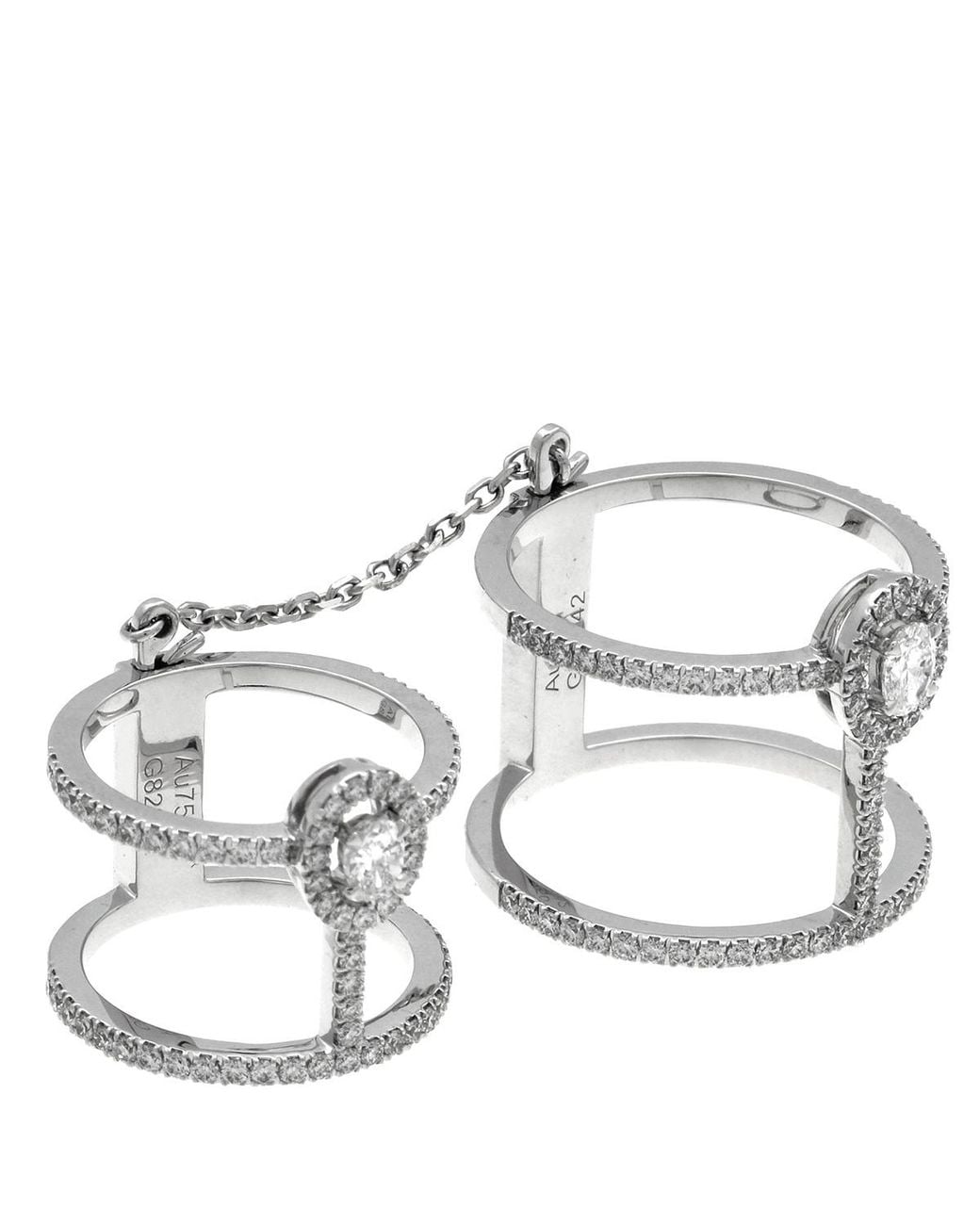 Messika White 18K Glam'Azone Double Pave Diamond Ring for men