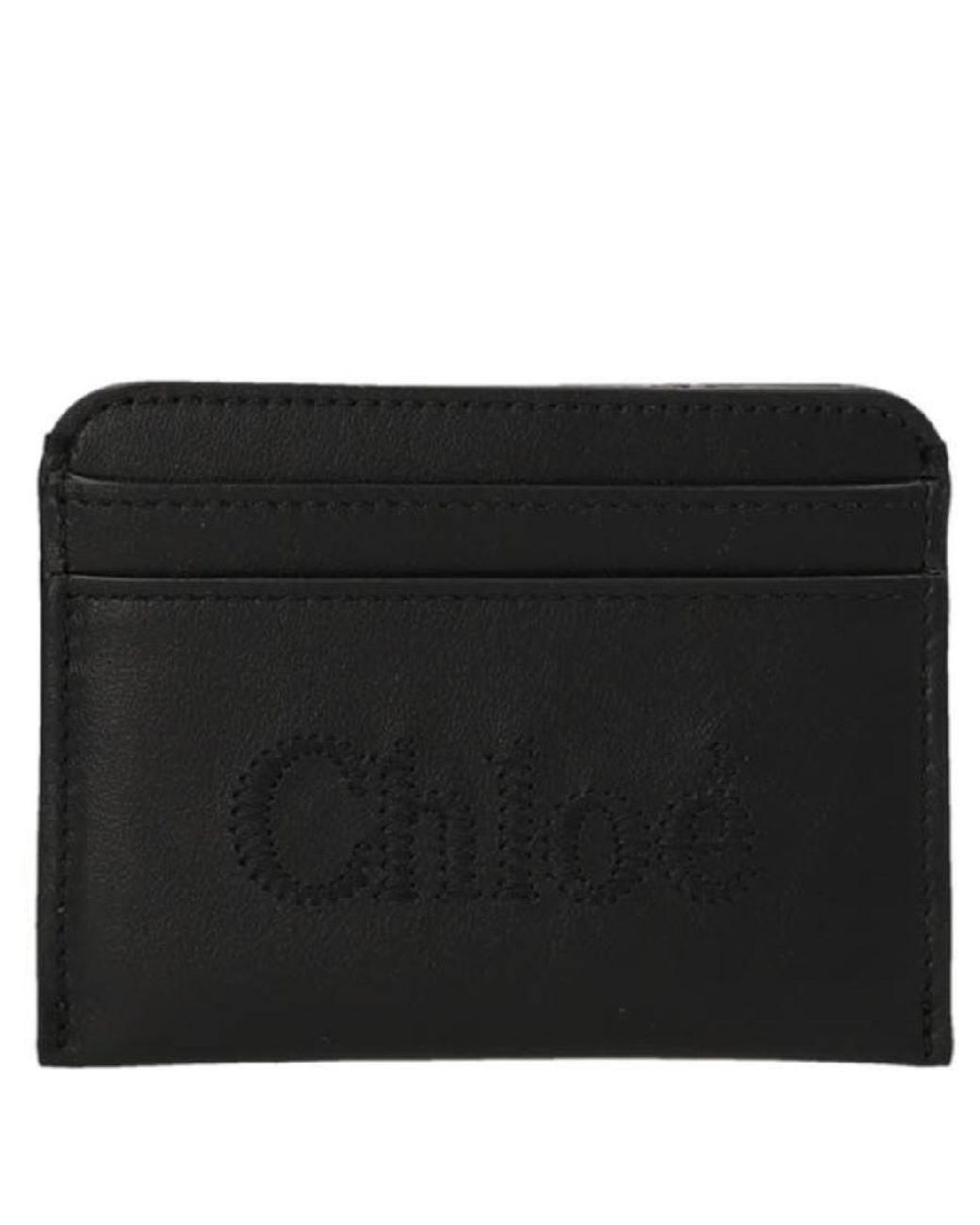 Chloé Black Embroidered Logo Sense Card Holder for men