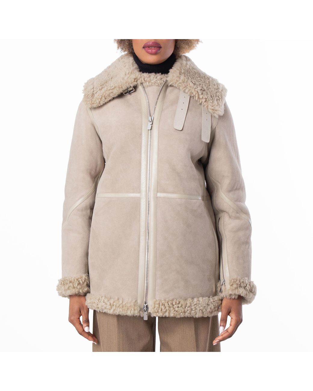 Burberry Natural Shearling Aviator Jacket, Brand Size 4 Us for men