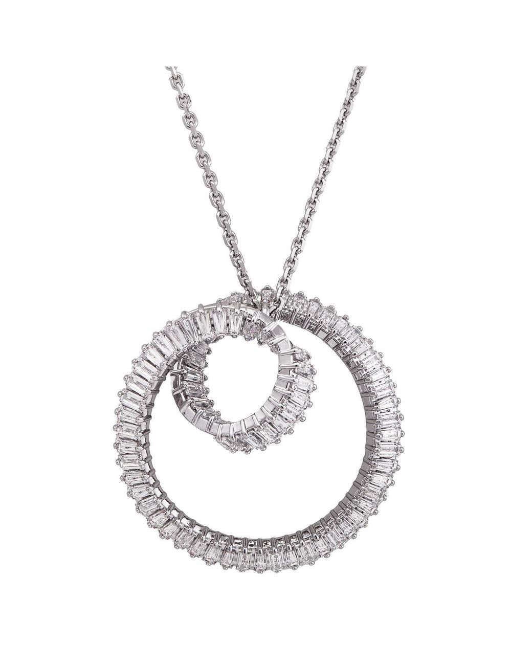Swarovski Metallic Matrix Baguette Cut Rhodium Plated Necklace for men