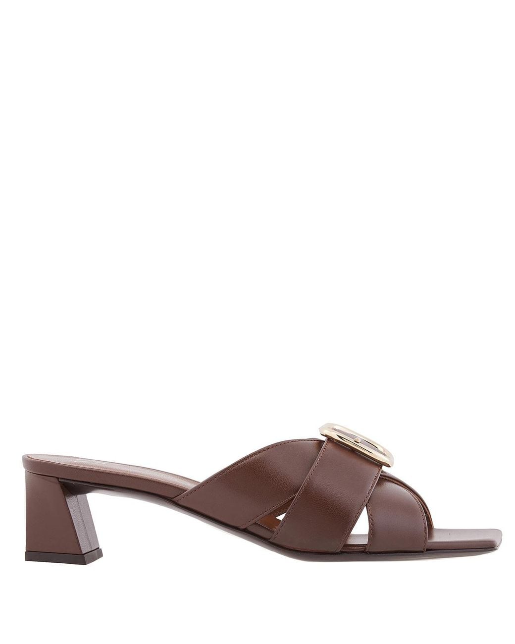 Giuseppe Zanotti Brown Leather Buckle Mid-Heel Sandals, Brand Size 35 Us