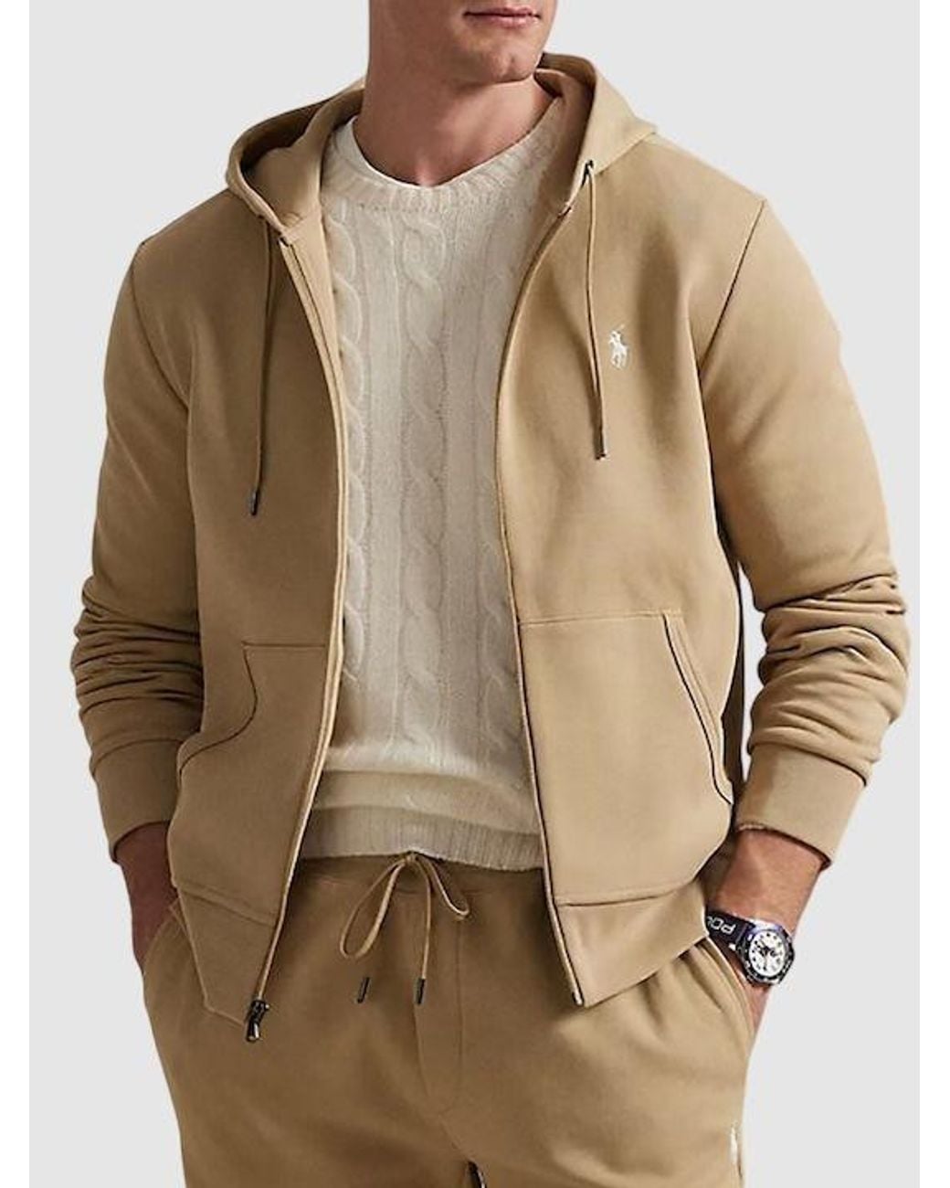 Polo Ralph Lauren Natural Double Knit Polo-Pony Hoodie for men