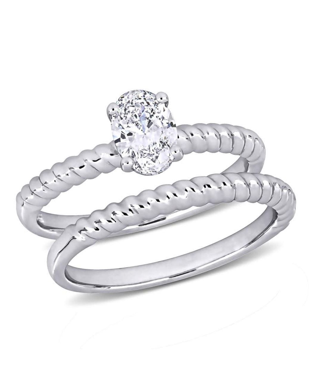 Created Forever Metallic 3/4 Ct Tw Oval Lab-Grown Diamond Twisted Band Bridal Set for men