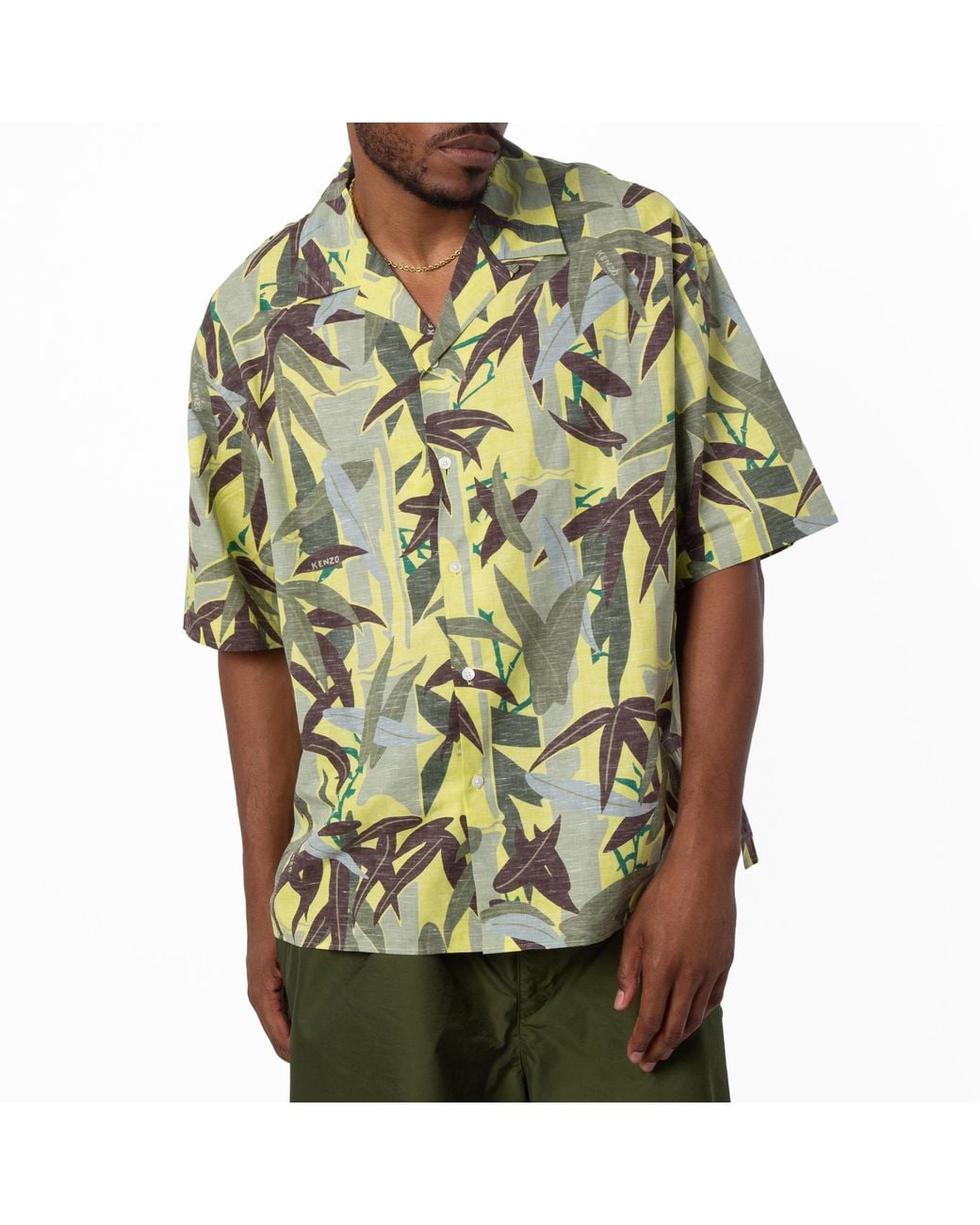 KENZO Green Chiku-Rin Camo Hawaiian Shirt for men