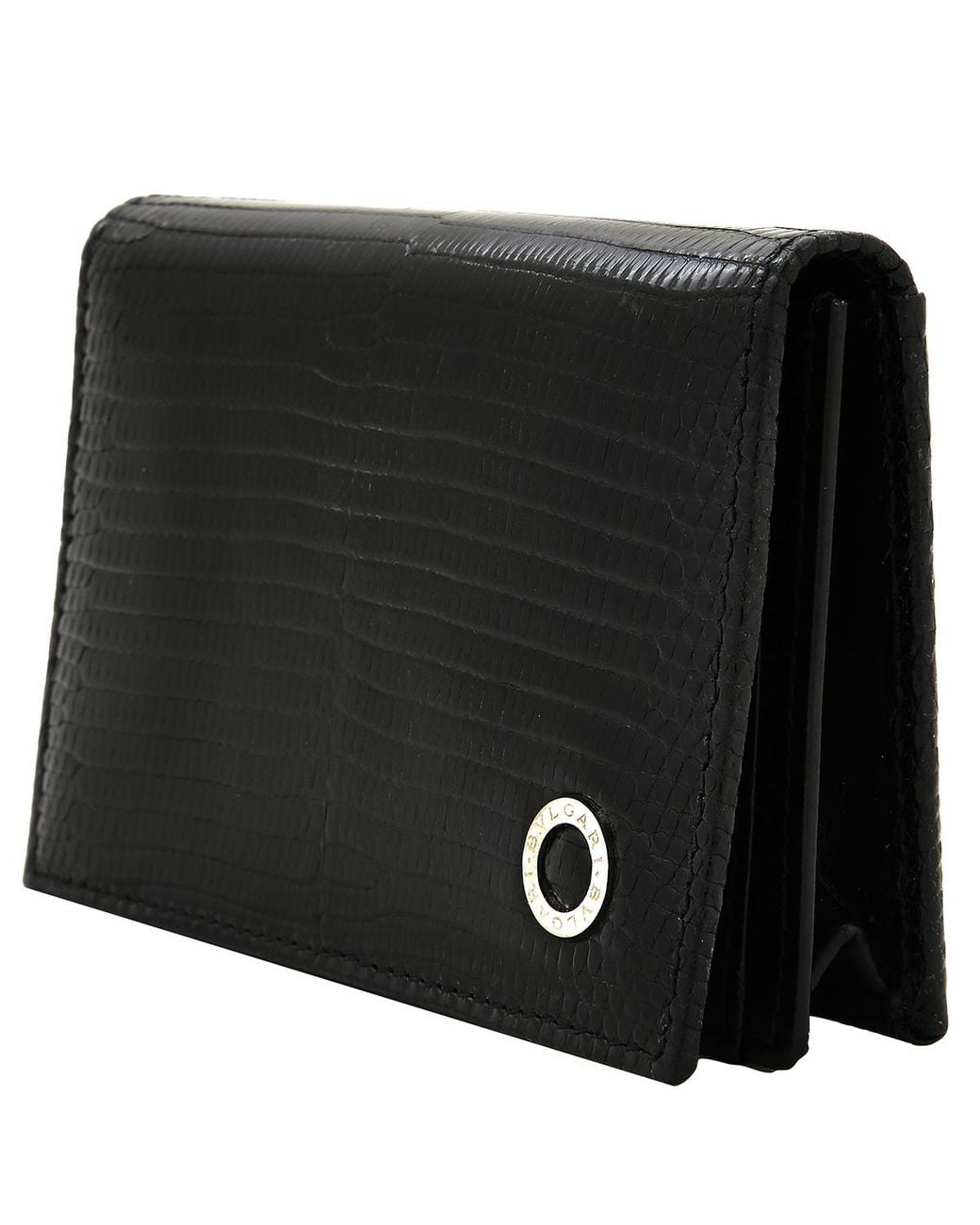 BVLGARI Black Business Leather Card Holder for men