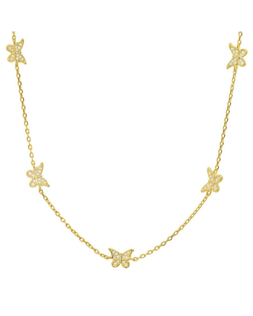 Kylie Harper Metallic 14K Over Cubic Zirconia Cz Butterfly Station Necklace for men